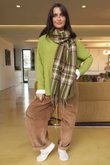 Mackenzie Plaid Blanket Scarf Olive /20=